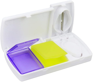 Petite boîte de rangement de pilules en plastique portable avec cutter