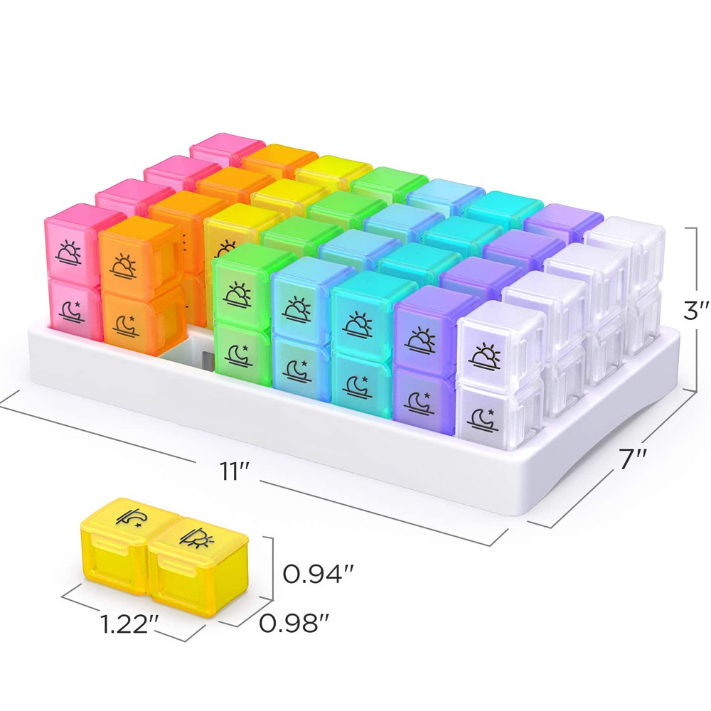 Planificateur de pilules mensuel coloré 2 fois par jour