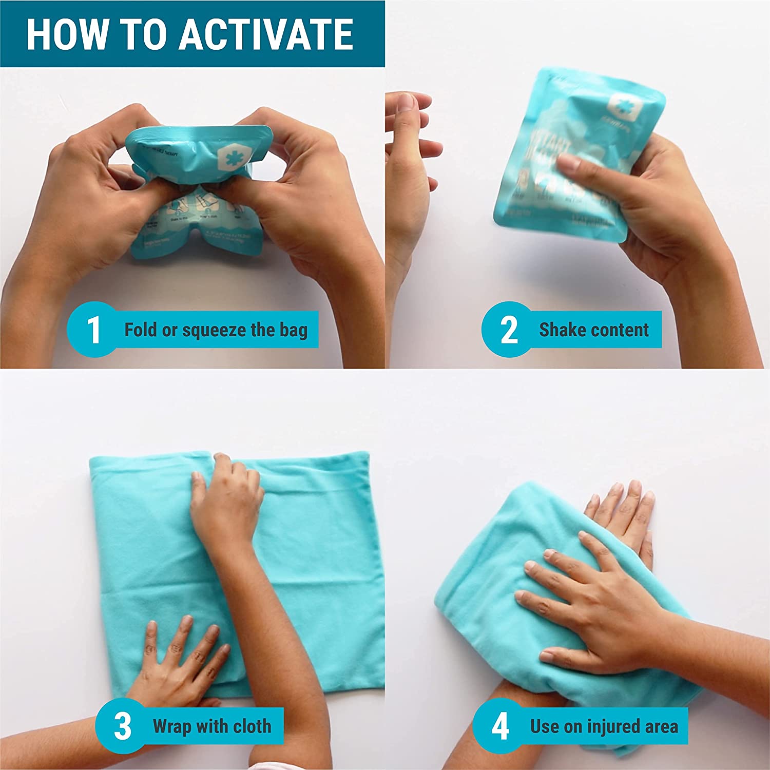 Pack de glace instantané à usage unique pour premiers secours d'urgence pour gonflement