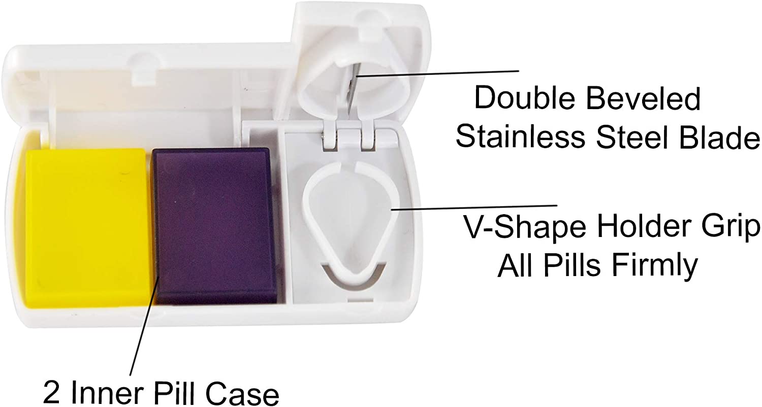 Petite boîte de rangement de pilules en plastique portable avec cutter