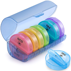 Conteneur de pilule hebdomadaire quotidien coloré rond pour la médecine