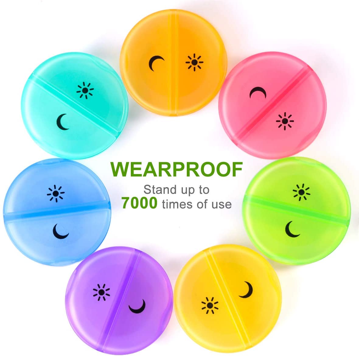 Pilulier quotidien en plastique noir portable pour vitamine
